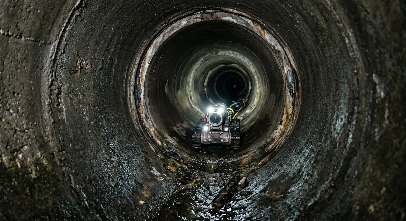Robotic sewer camera inspecting pipe interior for Sewer Line Cleaning in Lakeland South
